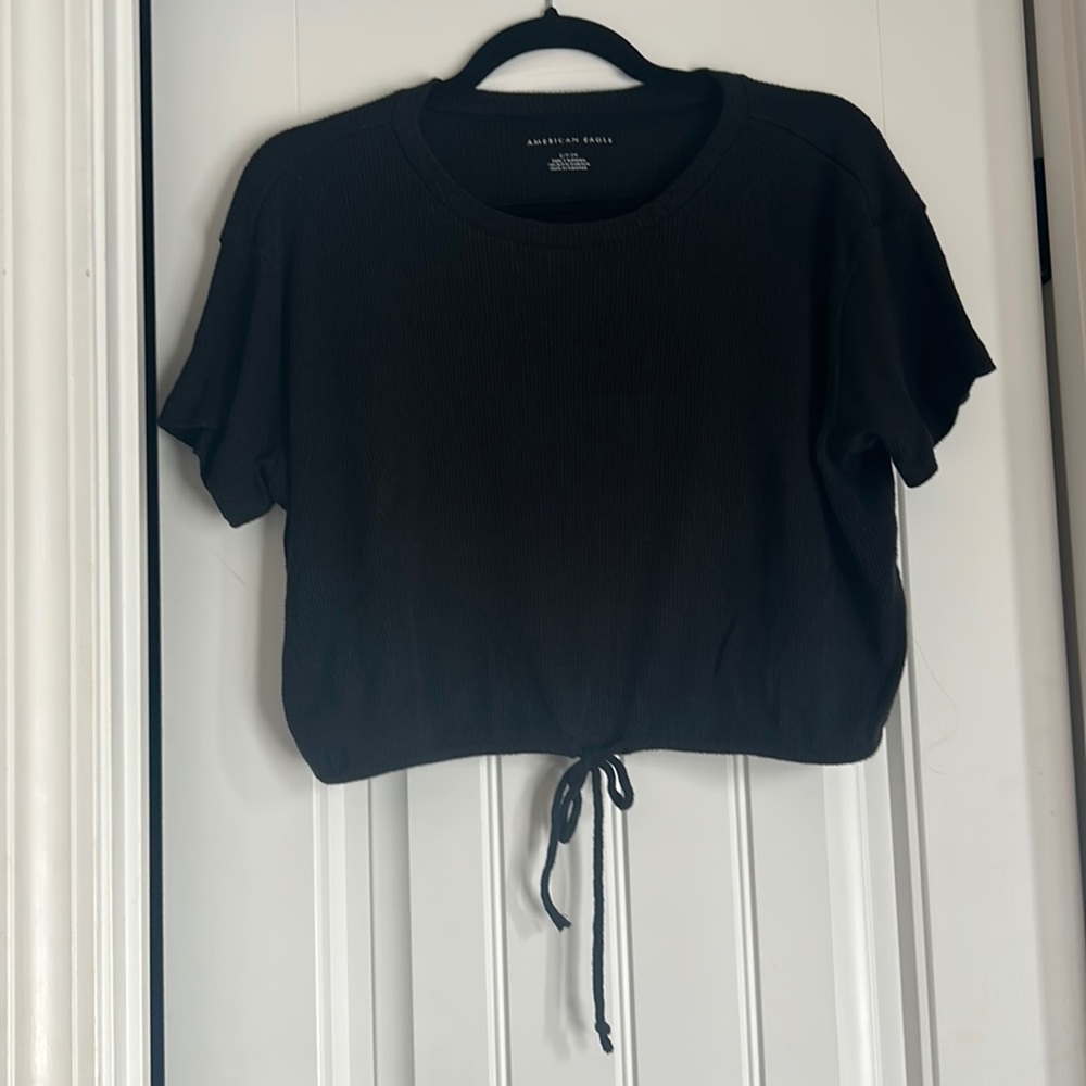 Black American Eagle T-Shirt with Adjustable Tie